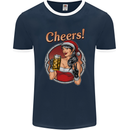 Christmas Sexy Santa Clause Xmas Mens Ringer T-Shirt FotL Navy Blue/White