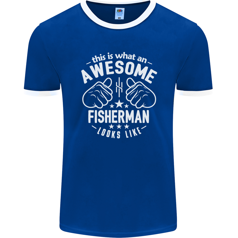 An Awesome Fisherman Looks Like Mens Ringer T-Shirt FotL Royal Blue/White