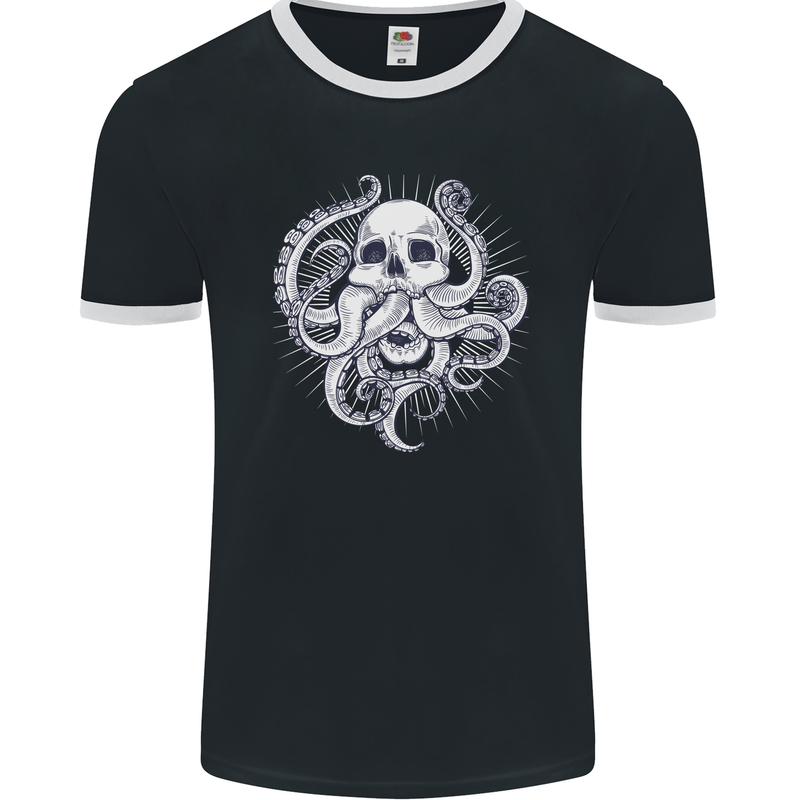 Cthulhu Skull Mens Ringer T-Shirt FotL Black/White