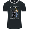 Not a Backrest Female Motorcycle Biker Mens Ringer T-Shirt FotL Black/White