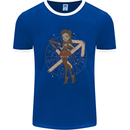 Sagittarius Steampunk Woman Star Sign Mens Ringer T-Shirt Royal Blue/White