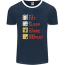Eat Sleep Anime Repeat Mens Ringer T-Shirt FotL Navy Blue/White