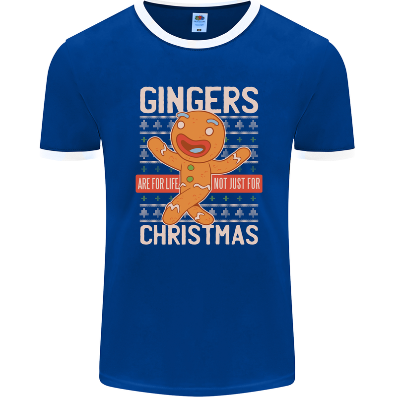 Gingers Are for Life Not Just for Christmas Mens Ringer T-Shirt FotL Royal Blue/White