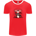 Virtruvian Drummer Funny Drumming Drum Mens Ringer T-Shirt FotL Red/White