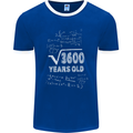 60th Birthday 60 Year Old Geek Funny Maths Mens Ringer T-Shirt FotL Royal Blue/White