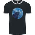 A Howling Wolf Full Moon Werewolves Mens Ringer T-Shirt FotL Black/White