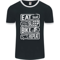 Cycling Eat Sleep Bike Repeat Funny Bicycle Mens Ringer T-Shirt FotL Black/White