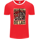 Live Fast Motorcycle Motorbike Biker Chopper Mens Ringer T-Shirt FotL Red/White