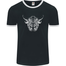 A Highland Cow Design Mens Ringer T-Shirt FotL Black/White