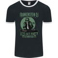 DJ Frankenstein Funny Music Vinyl Halloween Mens Ringer T-Shirt FotL Black/White