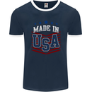 Made in the USA America American Mens Ringer T-Shirt FotL Navy Blue/White