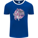 Breast Cancer Awareness Witch Halloween Mens Ringer T-Shirt FotL Royal Blue/White