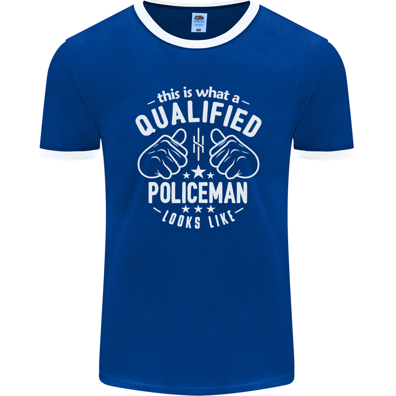 A Qualified Policeman Looks Like Mens Ringer T-Shirt FotL Royal Blue/White