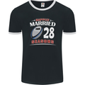 28 Year Wedding Anniversary 28th Rugby Mens Ringer T-Shirt FotL Black/White