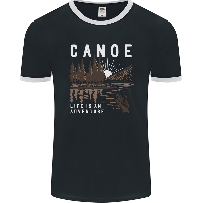 Canoe Adventure Canoeing Kayak Kayaking Mens Ringer T-Shirt FotL Black/White