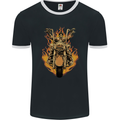 Skeleton Motorcycle Rider Mens Ringer T-Shirt FotL Black/White