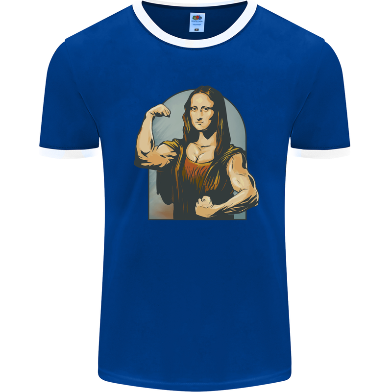 Mona Lifter Funny Gym Bodybuilding Workout Mens Ringer T-Shirt FotL Royal Blue/White