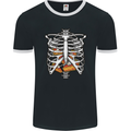 Pie Inside a Skeleton Torso Funny Food Mens Ringer T-Shirt FotL Black/White