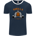 Gym Gorilla Fitness Bodybuilding Training Mens Ringer T-Shirt FotL Navy Blue/White