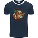 Bigfoot Hide and Seekmas Funny Christmas Mens Ringer T-Shirt FotL Navy Blue/White