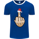Bah Humbug Finger Flip Funny Christmas Rude Mens Ringer T-Shirt FotL Royal Blue/White