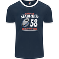 58 Year Wedding Anniversary 58th Rugby Mens Ringer T-Shirt FotL Navy Blue/White