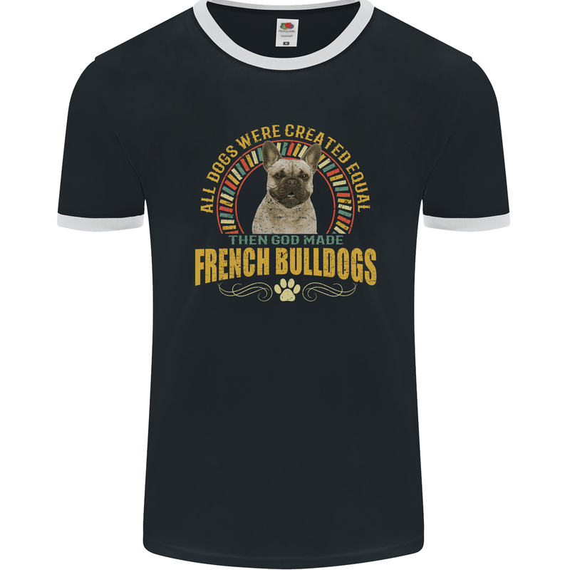 A French Bulldog Dog Mens Ringer T-Shirt FotL Black/White