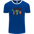 Vegan Fitness Mens White Ringer T-Shirt Royal Blue/White