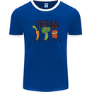 Vegan Fitness Mens White Ringer T-Shirt Royal Blue/White