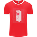 Retro Arcade Game Cabinet Gaming Gamer Mens Ringer T-Shirt FotL Red/White