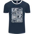 Cycling Eat Sleep Bike Repeat Funny Bicycle Mens Ringer T-Shirt FotL Navy Blue/White