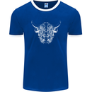 A Highland Cow Design Mens Ringer T-Shirt FotL Royal Blue/White