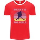 Hockey is For Girls Funny Ice Street Mens Ringer T-Shirt FotL Red/White