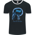 Trains on the Brain Trainspotting Funny Mens Ringer T-Shirt FotL Black/White