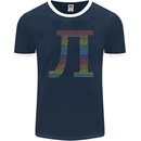 Rainbow Pie Day Maths Mathematics LGBT Mens Ringer T-Shirt FotL Navy Blue/White