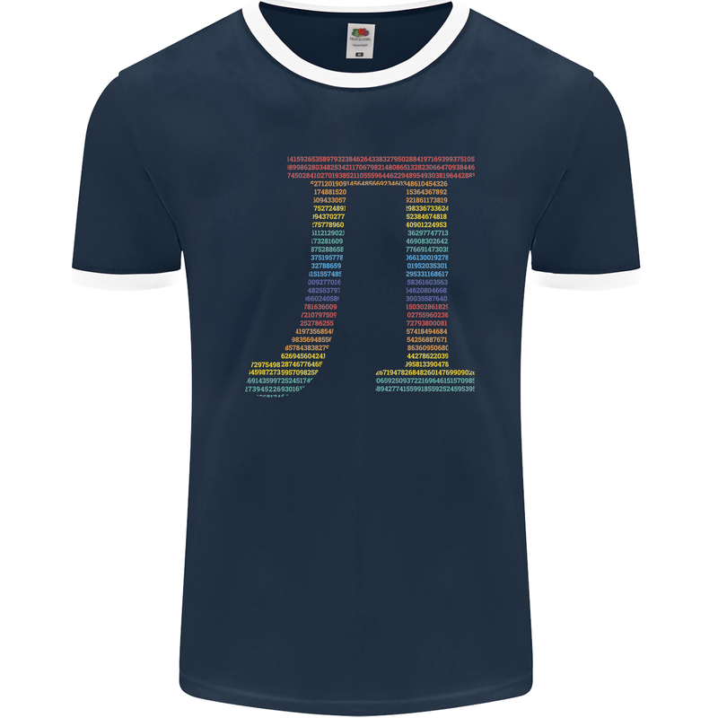 Rainbow Pie Day Maths Mathematics LGBT Mens Ringer T-Shirt FotL Navy Blue/White