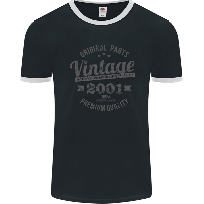 Vintage Year 22nd Birthday 2001 Mens Ringer T-Shirt FotL Black/White