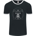 Vitruvian Biker Motorcycle Motorbike Mens Ringer T-Shirt FotL Black/White