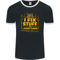 I Fix Stuff Funny Carpenter DIY Tradesman Mens Ringer T-Shirt FotL Black/White