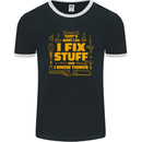 I Fix Stuff Funny Carpenter DIY Tradesman Mens Ringer T-Shirt FotL Black/White