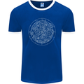 Mechanical Watch Line Drawing Timepiece Mens Ringer T-Shirt FotL Royal Blue/White