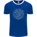 Mechanical Watch Line Drawing Timepiece Mens Ringer T-Shirt FotL Royal Blue/White
