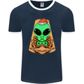 Christmas Alien UFO Santa Space Ship Funny Mens Ringer T-Shirt FotL Navy Blue/White