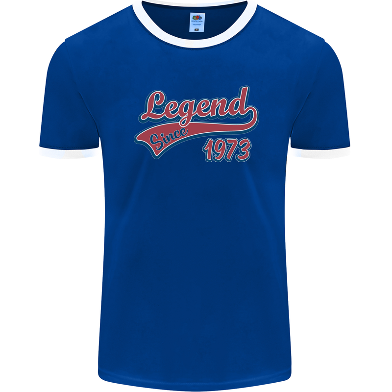 Legend Since 50th Birthday 1973 Mens Ringer T-Shirt FotL Royal Blue/White