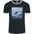 A Deep Sea Scuba Diver Diving Mens Ringer T-Shirt FotL Black/White