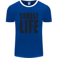 Choose Life Fancy Dress Outfit Costume Mens Ringer T-Shirt FotL Royal Blue/White