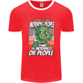 Dinosaur I Don't Like Morning People Funny Mens Ringer T-Shirt FotL Red/White