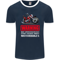 May Start Talking About Motorbikes Funny Mens Ringer T-Shirt FotL Navy Blue/White