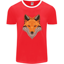 Polygonal Fox Mens Ringer T-Shirt FotL Red/White
