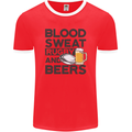 Blood Sweat Rugby and Beers Funny Mens Ringer T-Shirt FotL Red/White